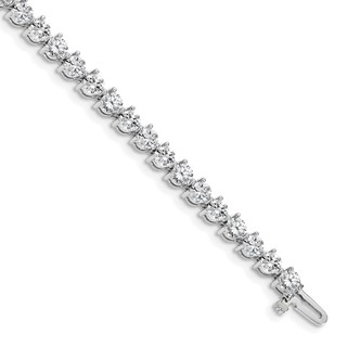 14k White Gold Holds 8.5 carat 37-3.9mm Round Diamond 3-prong 7 inch Tennis Bracelet Mounting