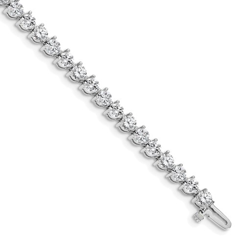 14K White Gold Holds 8.5 Carat 37-3.9mm Round Diamond 3-prong Tennis Bracelet Mounting, 7"