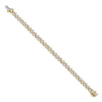 14K Yellow Gold Complete 10.2 Carat Round Aaa Diamond 3-prong Tennis Bracelet, 7" view 2