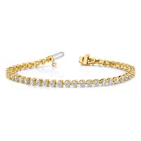 14K Yellow Gold Complete 10.2 Carat Round Aaa Diamond 3-prong Tennis Bracelet, 7" view 3