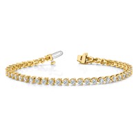 14K Yellow Gold Complete 10.2 Carat Round Aaa Diamond 3-prong Tennis Bracelet, 7" view 5