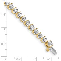 14K Yellow Gold Complete 10.2 Carat Round Aaa Diamond 3-prong Tennis Bracelet, 7" view 4