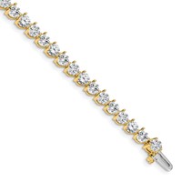 14K Yellow Gold Complete 10.2 Carat Round Aaa Diamond 3-prong Tennis Bracelet, 7" view 1