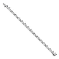 14K White Gold Complete 10.2 Carat Round AA Diamond 3-prong Tennis Bracelet, 7" view 2