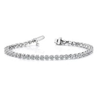 14K White Gold Complete 10.2 Carat Round AA Diamond 3-prong Tennis Bracelet, 7" view 3