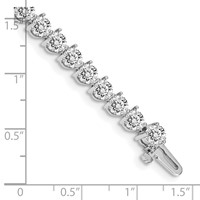 14K White Gold Complete 10.2 Carat Round AA Diamond 3-prong Tennis Bracelet, 7" view 4