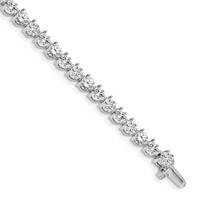 14K White Gold Complete 10.2 Carat Round AA Diamond 3-prong Tennis Bracelet, 7" view 1