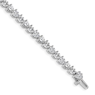 14k White Gold Holds 10.2 carat 34-4.3mm Round Diamond 3-prong 7 inch Tennis Bracelet Mounting