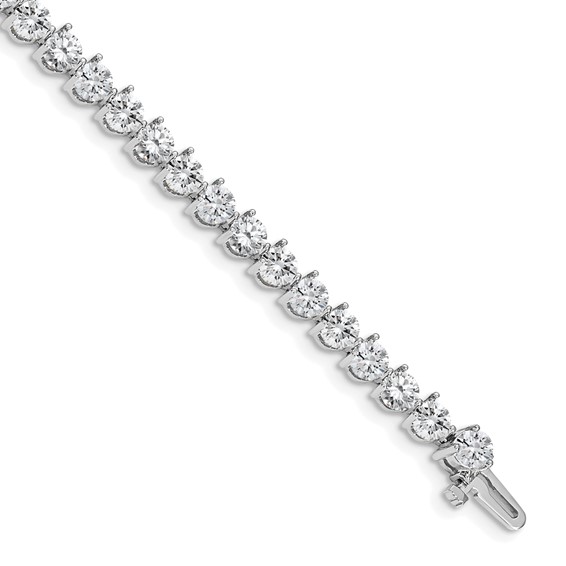 14k White Gold Holds 10.2 carat 34-4.3mm Round Diamond 3-prong 7 inch Tennis Bracelet Mounting