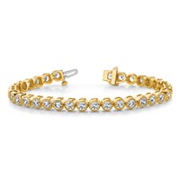 14K Yellow Gold Complete 2.13 Carat Round a Diamond 2-prong Tennis Bracelet, 7" view 3