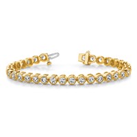 14K Yellow Gold Complete 2.13 Carat Round a Diamond 2-prong Tennis Bracelet, 7" view 5