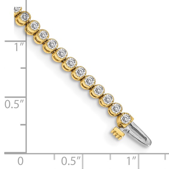 14k Holds 2.13 carat 61-2.0mm Round Diamond 2-prong 7 inch Tennis Bracelet Mounting