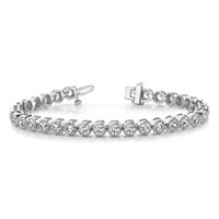 14K White Gold Complete 2.13 Carat Round a Diamond 2-prong Tennis Bracelet, 7" view 5