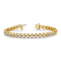 14K Yellow Gold Complete 3.06 Carat Round AA Diamond 2-prong Tennis Bracelet, 7" view 5