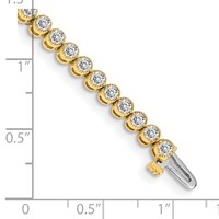 14K Yellow Gold Complete 3.06 Carat Round AA Diamond 2-prong Tennis Bracelet, 7" view 4