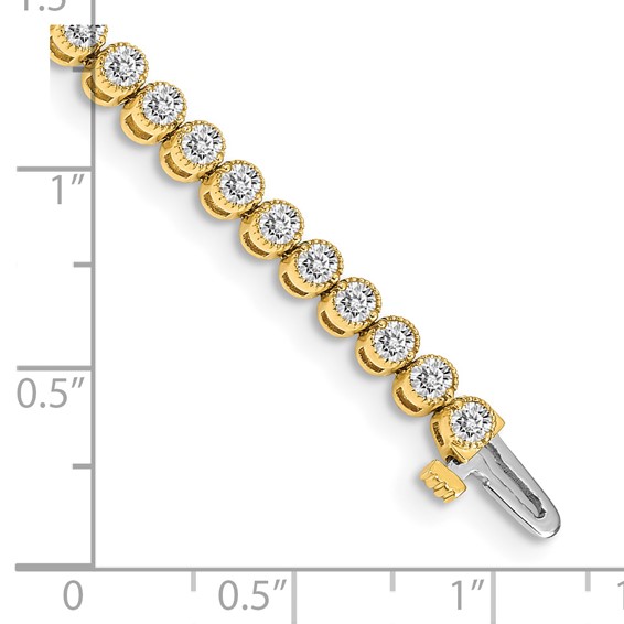 14k Holds 3.06 carat 52-2.5mm Round Diamond 2-prong 7 inch Tennis Bracelet Mounting