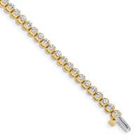 14K Yellow Gold Complete 3.06 Carat Round AA Diamond 2-prong Tennis Bracelet, 7" view 1