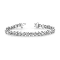 14K White Gold Complete 3.06 Carat Round Aaa Diamond 2-prong Tennis Bracelet, 7" view 3