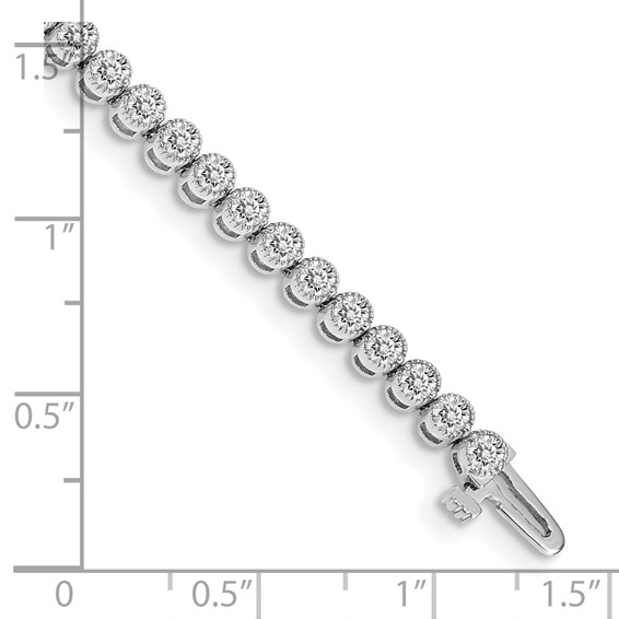 14k White Gold Holds 3.06 carat 52-2.5mm Round Diamond 2-prong 7 inch Tennis Bracelet Mounting
