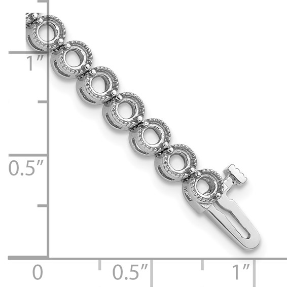 14k White Gold Holds 5 carat 36-3.3mm Round Diamond 2-prong 7 inch Tennis Bracelet Mounting