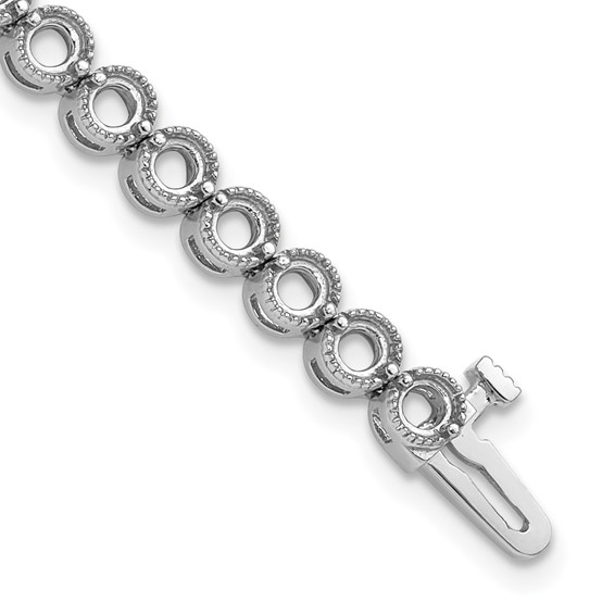 14k White Gold Holds 5 carat 36-3.3mm Round Diamond 2-prong 7 inch Tennis Bracelet Mounting