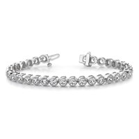 14K White Gold Complete 5 Carat Round AA Diamond 2-prong Tennis Bracelet, 7" view 3