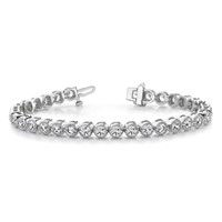 14K White Gold Complete 5 Carat Round AA Diamond 2-prong Tennis Bracelet, 7" view 5