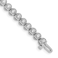 14K White Gold Complete 5 Carat Round AA Diamond 2-prong Tennis Bracelet, 7" view 1
