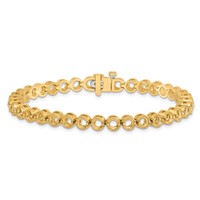 14K Yellow Gold Holds 5 Carat 36-3.3mm Round Diamond 2-prong Tennis Bracelet Mounting, 7" view 3