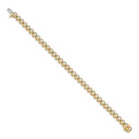 14K Yellow Gold Complete 5 Carat Round AA Diamond 2-prong Tennis Bracelet, 7" view 2