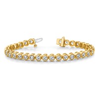 14K Yellow Gold Complete 5 Carat Round AA Diamond 2-prong Tennis Bracelet, 7" view 3
