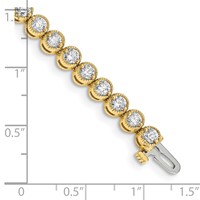 14K Yellow Gold Complete 5 Carat Round AA Diamond 2-prong Tennis Bracelet, 7" view 4