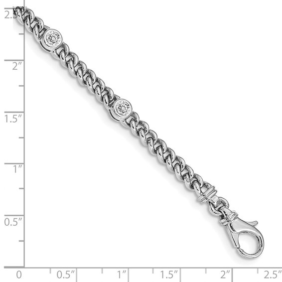 14k White Gold Holds 1 carat 5-3.7mm Round Diamond Bezel Curb Link 7 inch Bracelet Mounting