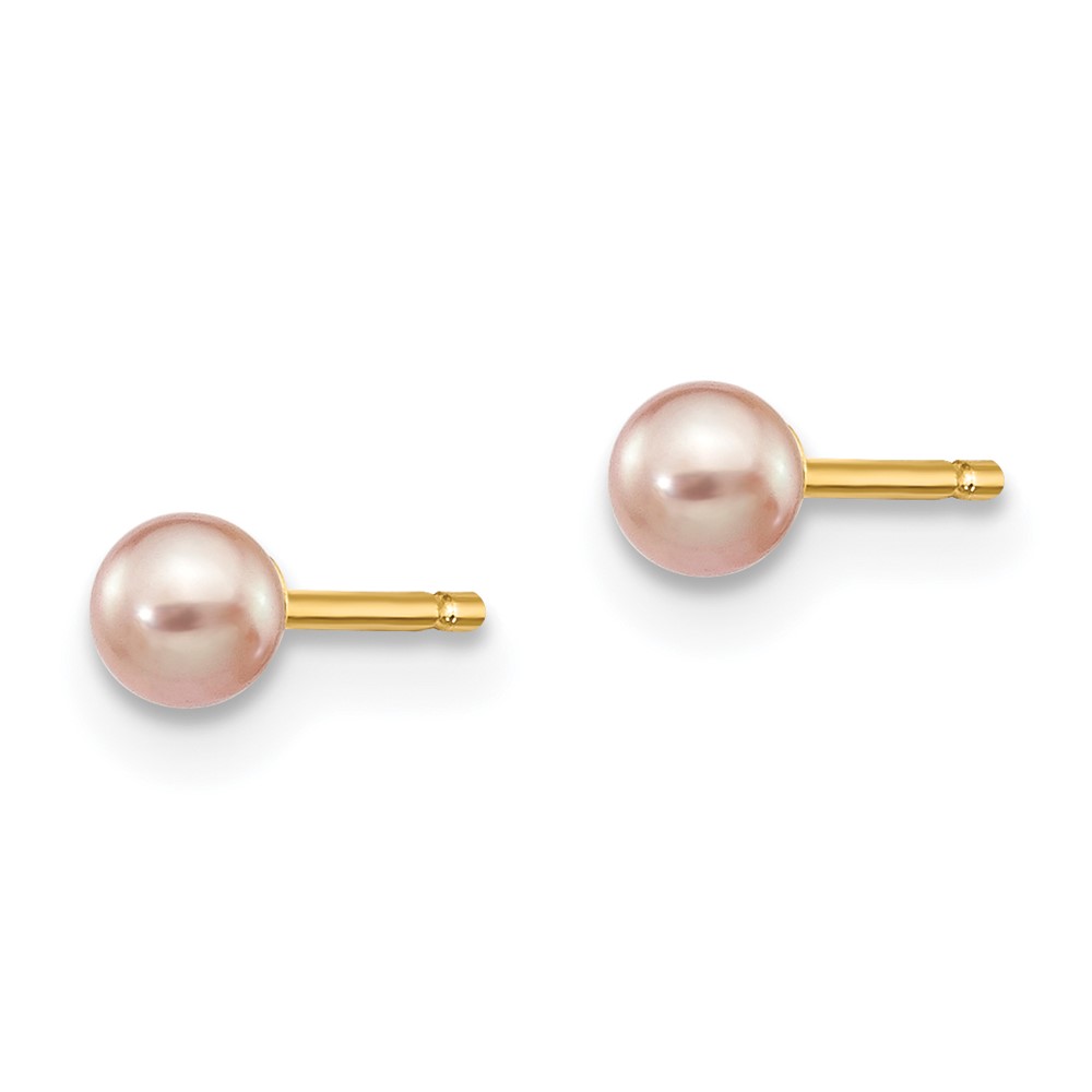 14k 3-4mm Purple Round Freshwater Cultured Pearl Stud Post Earrings (X30PPU)