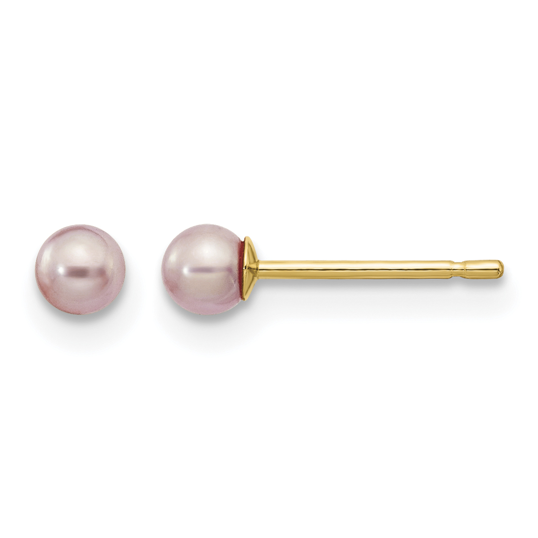 14k 3-4mm Purple Round Freshwater Cultured Pearl Stud Post Earrings (X30PPU)