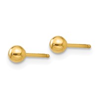 14K 3mm Yellow Gold Polished Puffed Ball Post Earrings view 2