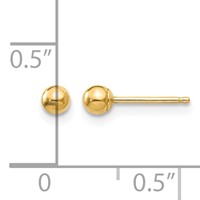 14K 3mm Yellow Gold Polished Puffed Ball Post Earrings view 4