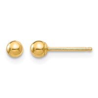 14K 3mm Yellow Gold Polished Puffed Ball Post Earrings view 1