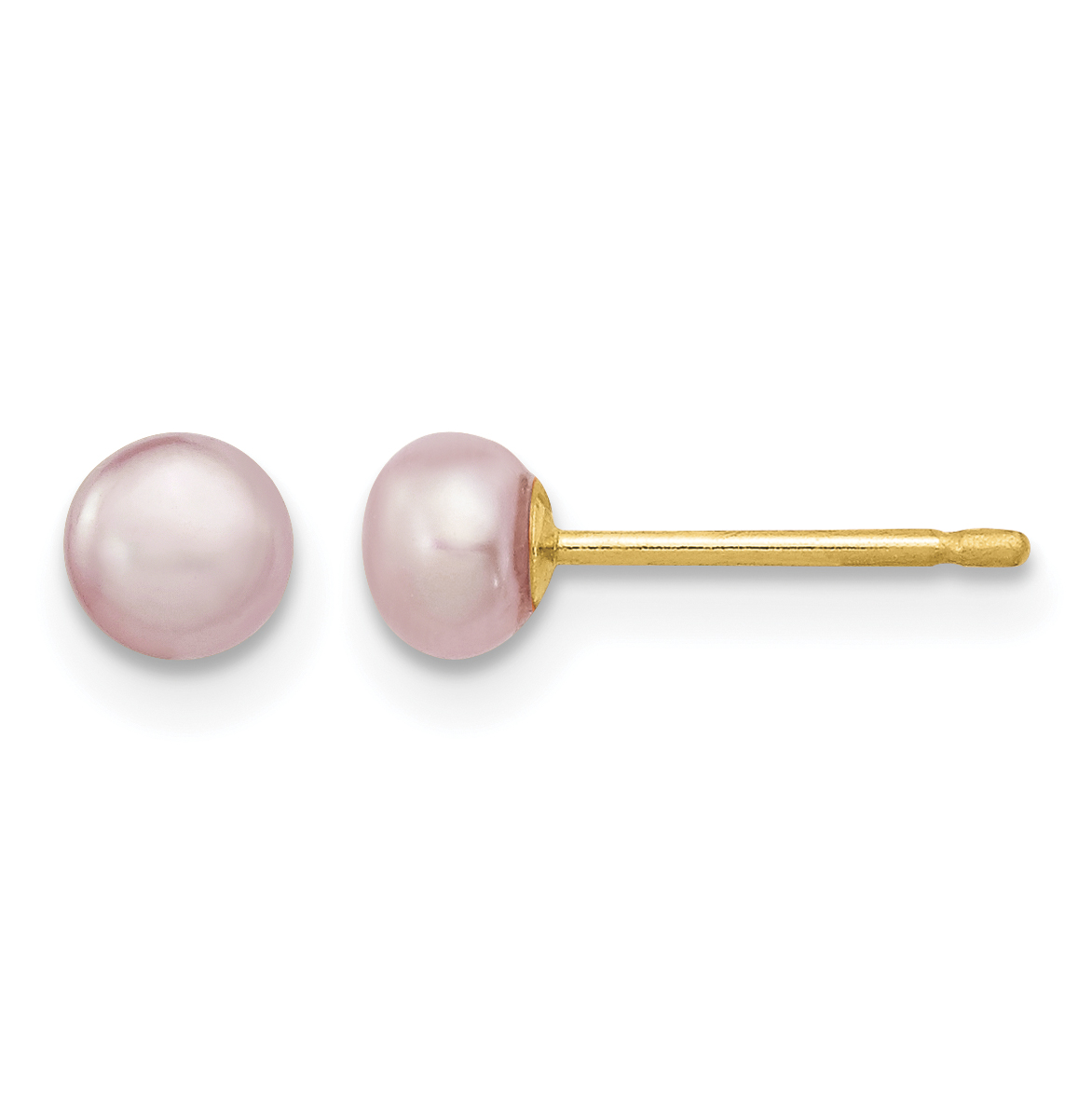 14K 4-5mm Purple Freshwater Cultured Button Pearl Stud Post Earrings (X40BPU)