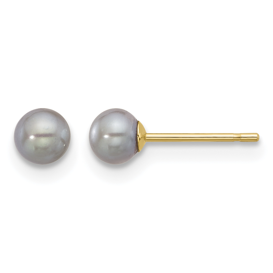 14k 4-5mm Grey Round Freshwater Cultured Pearl Stud Post Earrings (X40PG)