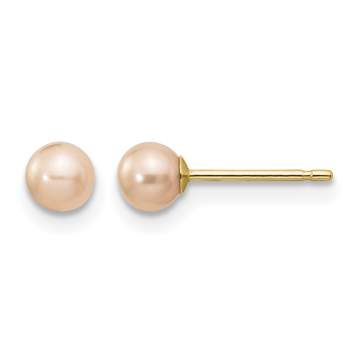 14k 4-5mm Pink Round Freshwater Cultured Pearl Stud Post Earrings (X40PPI)