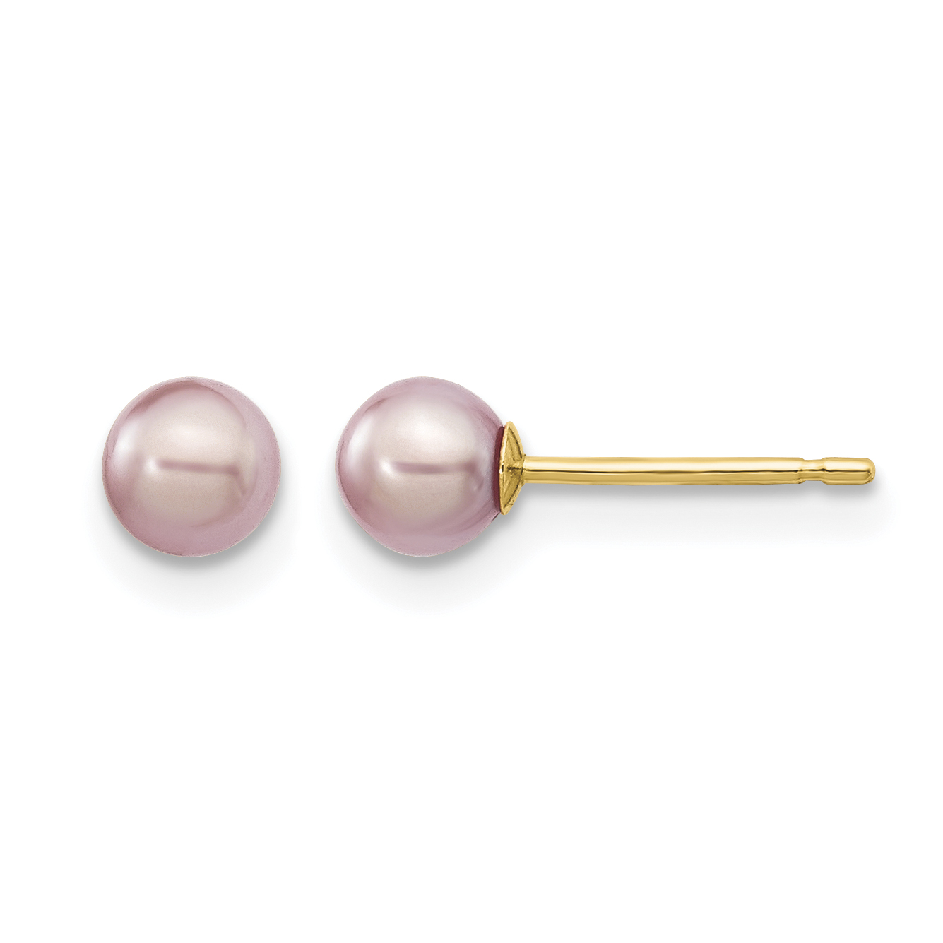 14k 4-5mm Purple Round Freshwater Cultured Pearl Stud Post Earrings (X40PPU)