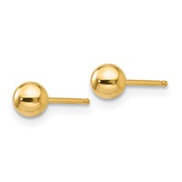 14K 4mm Polished Puffed Ball Post Earrings view 2