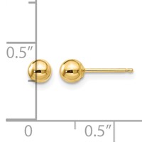 14K 4mm Polished Puffed Ball Post Earrings view 4