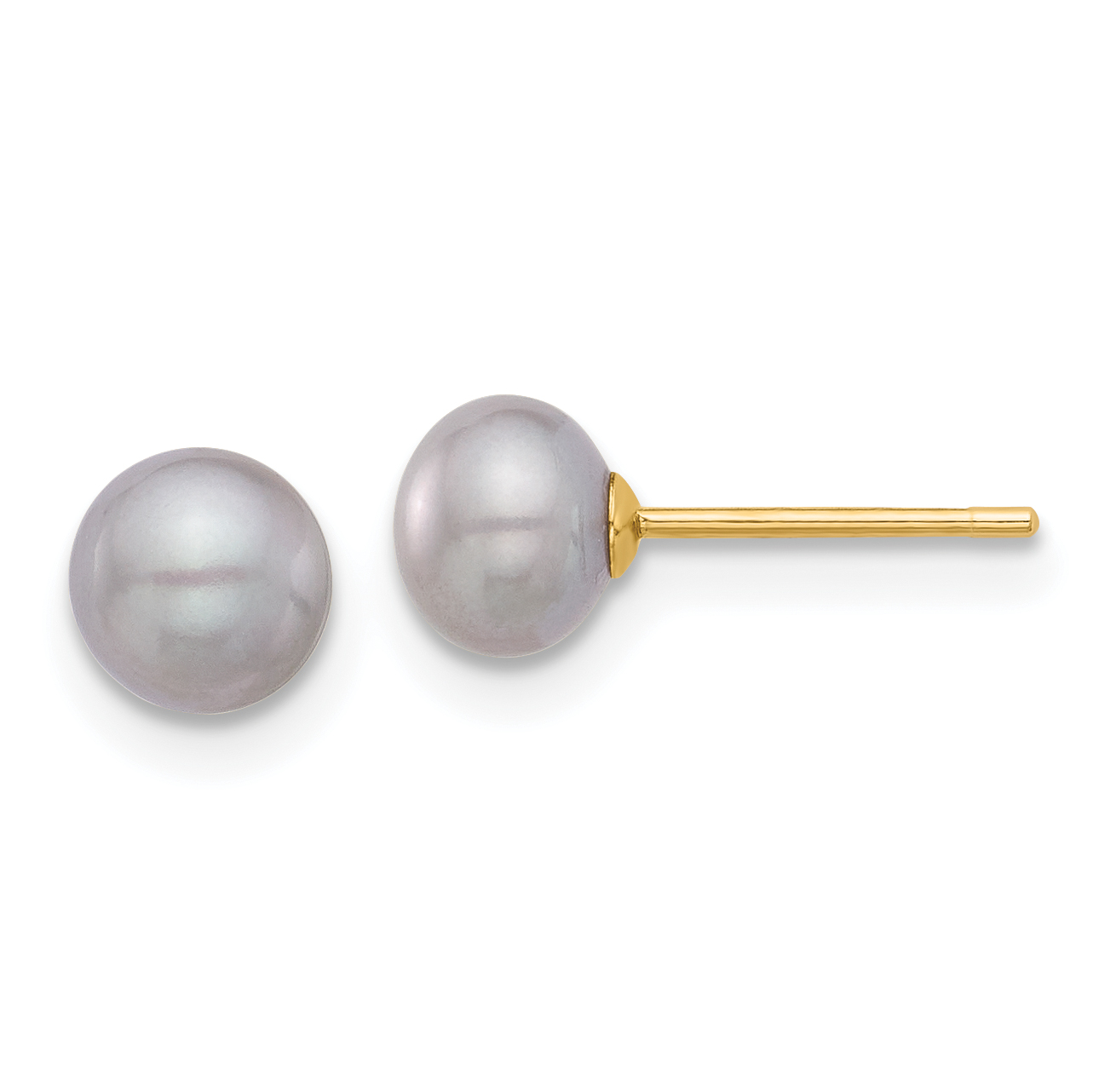 14K 5-6mm Grey Button FW Cultured Pearl Stud Post Earrings | J.C.