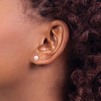 14K Yellow Gold 5-6mm Pink Button Freshwater Cultured Pearl Stud Post Earrings view 3