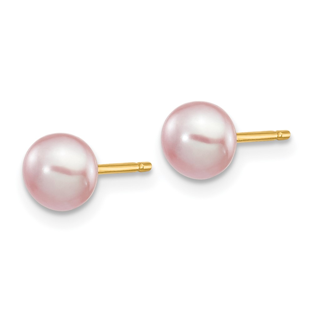14k 5-6mm Purple Button Freshwater Cultured Pearl Stud Post Earrings (X50BPU)