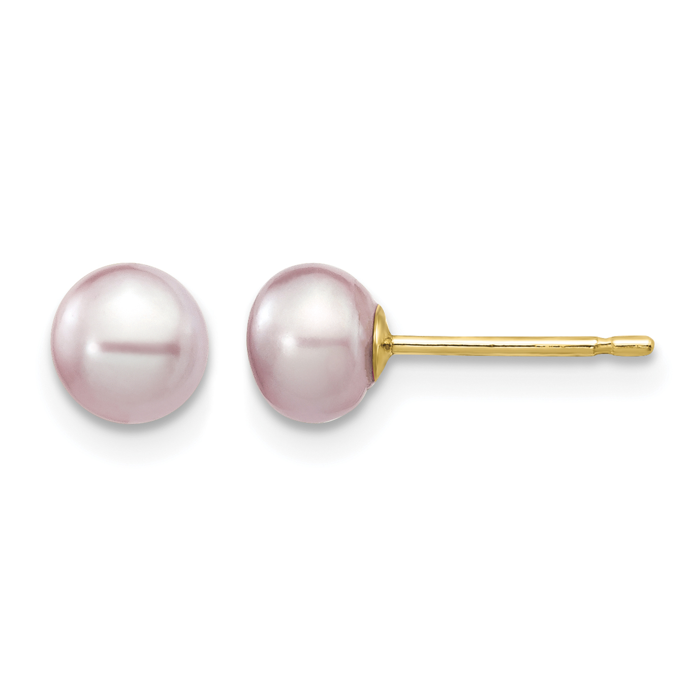 14k 5-6mm Purple Button Freshwater Cultured Pearl Stud Post Earrings (X50BPU)