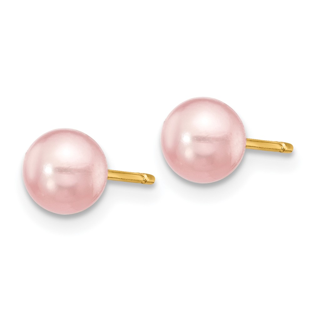 14k 5-6mm Purple Round Freshwater Cultured Pearl Stud Post Earrings (X50PPU)