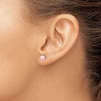 14K Yellow Gold 5-6mm Purple Round Freshwater Cultured Pearl Stud Post Earrings view 3
